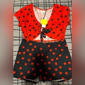 Urban outfitters polka dot outfit- crop top+ shorts
